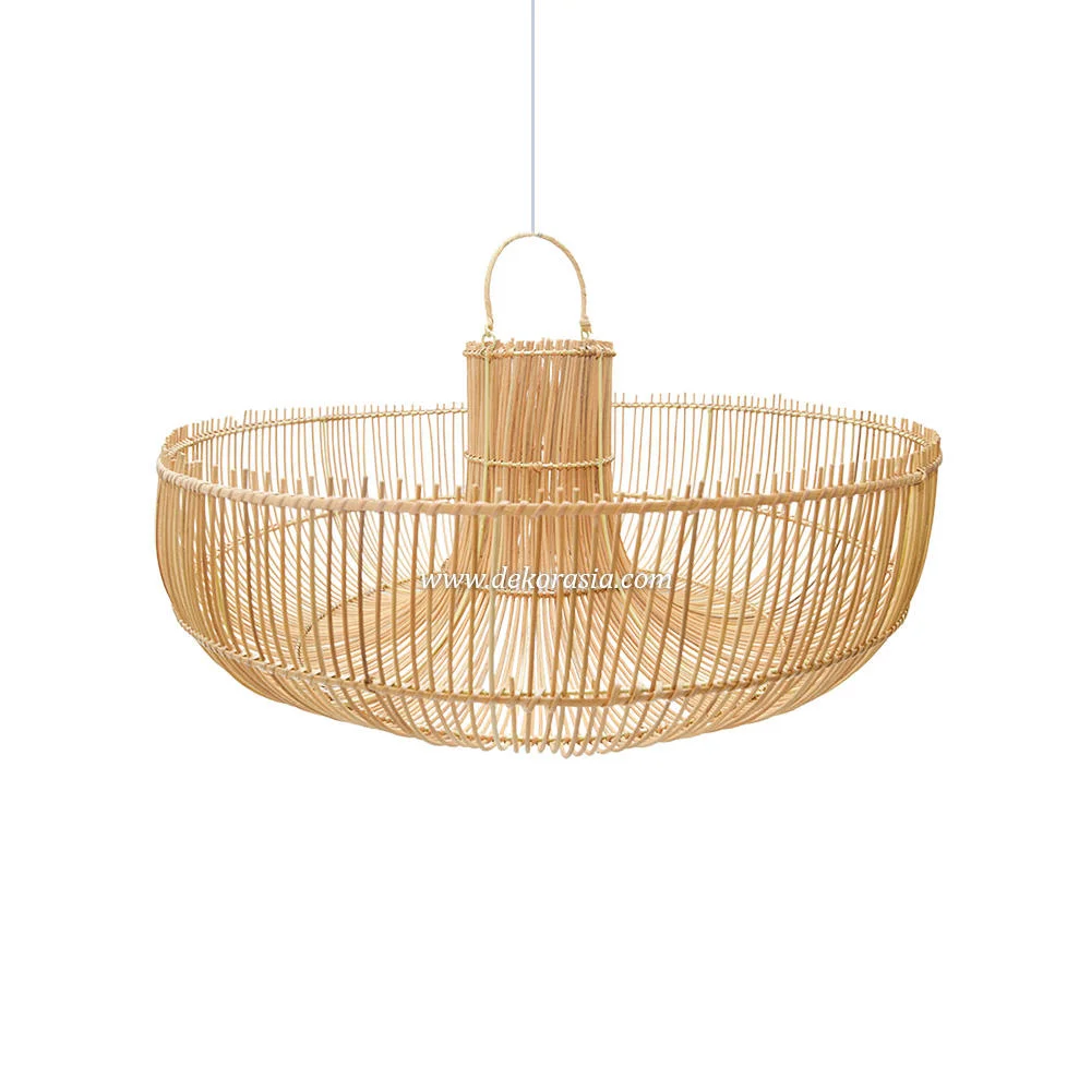 Handmade Modern Simple Luxury Rattan Hanging Lamp Eco-Friendly Materials Middle Size Pendant Light Dimmable Feature Customized