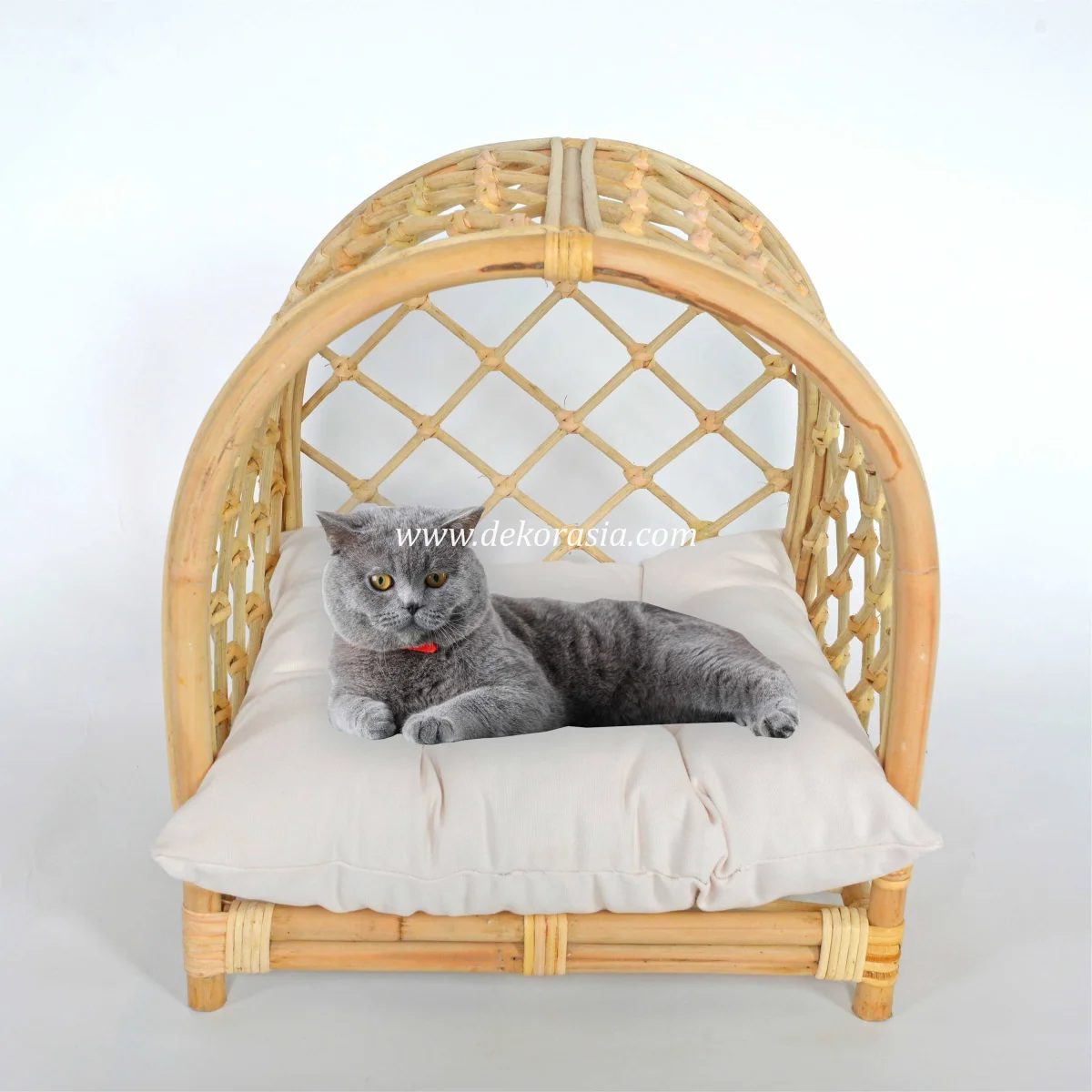 Dekor Asia RPB 05 Rattan Cat Dog Pet Bed Soft Comfortable Luxury Sofa Bed with Solid Pattern Breathable Design
